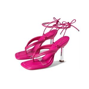 Hot Pink Schultz Wraparound Ankle Strap Heels